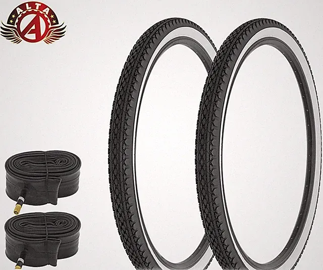 2 ALTA 29 x 2.125 CRUISER WhiteWall Tires–HeavyDuty DIAMOND w/48mm SCHRADER Tube