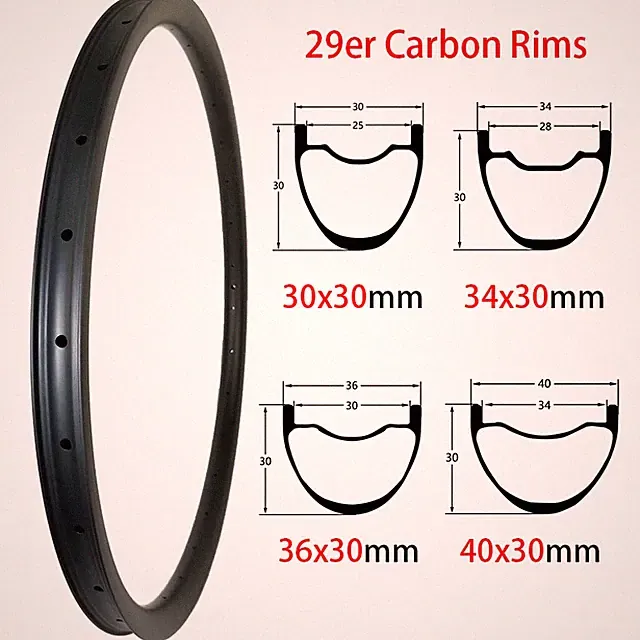 29er MTB Bicycle Rims Carbon Rim Mountain Bike wheel 30/34/36/40x30mm Tubeless