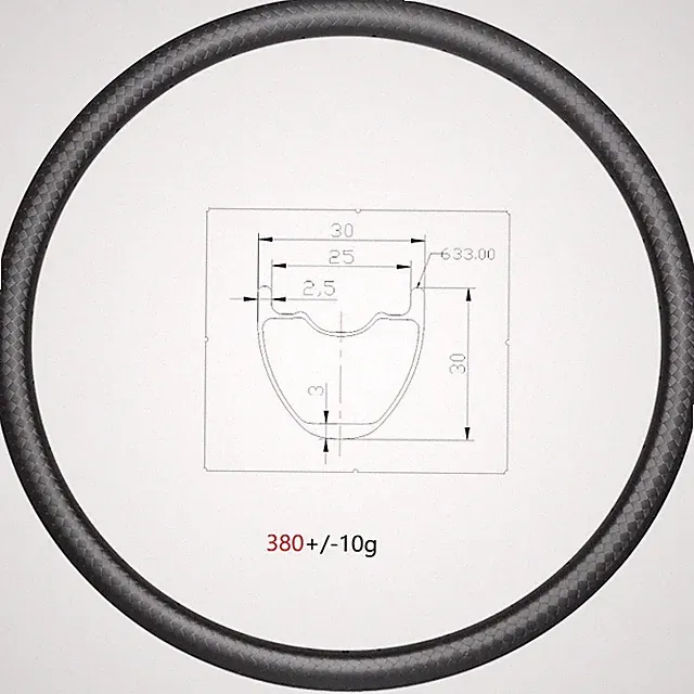 29in Carbon Rim MTB Bicycle 30x30 Mm Tubeless XC Rim Clincher Tubeless Bike Rim