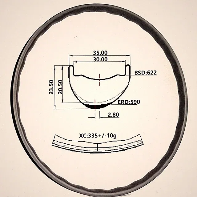 29in Carbon Wave Shape Rim Light Weight Hookless 29/31/33/35mm Width 23.5mm Deep