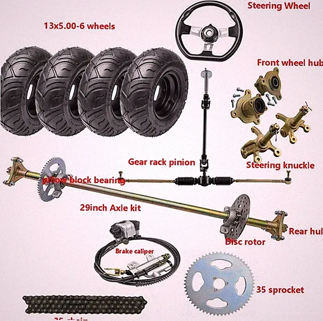29in Go Kart Cart Rear Live Axle Kit+ 6" Wheels+Front Steering Tie Rod Dirt Bike