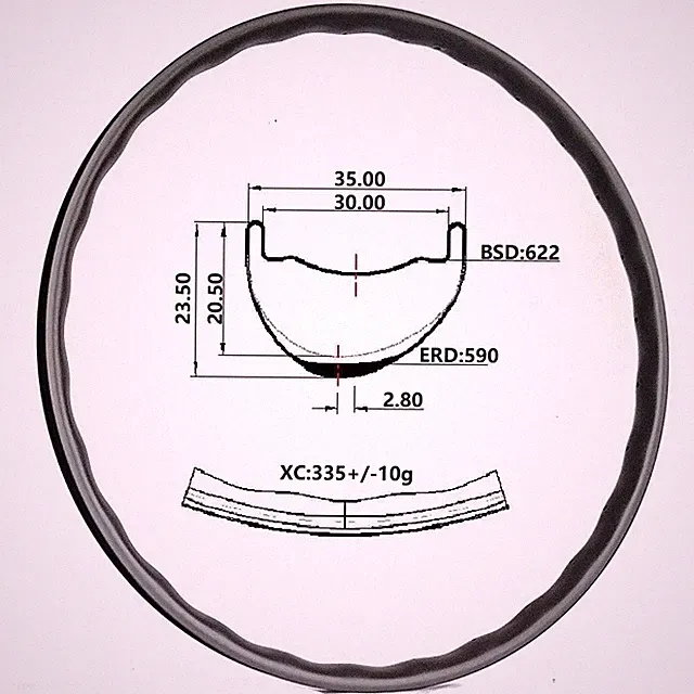 29inch Carbon Wave Shape Rim Asymmetric Tubeless MTB XC Bicycle Wheels 28Hole