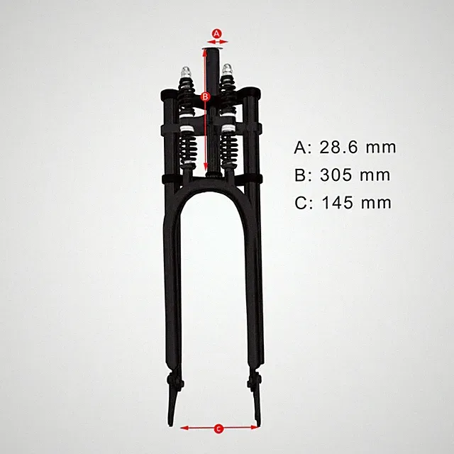 Adjustable 26"- 29" x 3 - 4.0 Dual Spring 1-1/8" Classic Fork With Disc Mount