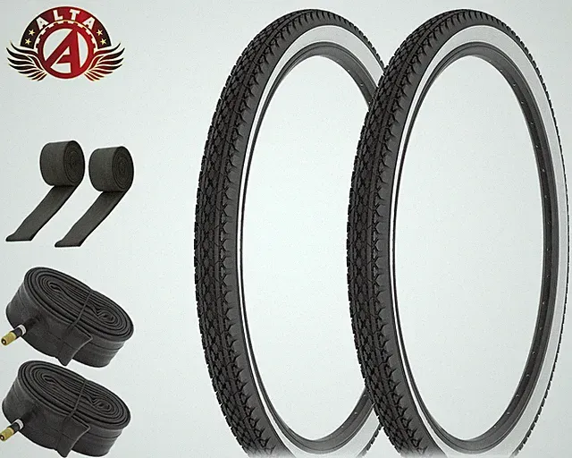 ALTA 29x2.125 CRUISER WhiteWall Tires–HeavyDuty DIAMOND w/48mm SCHRADER Tube 6pc