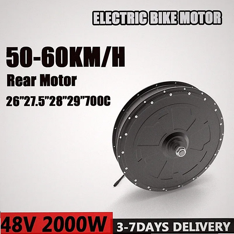 Mountain Electric Bike 48V 2000W Brushless Gearless Rear Hub Motor 20-29in 700c