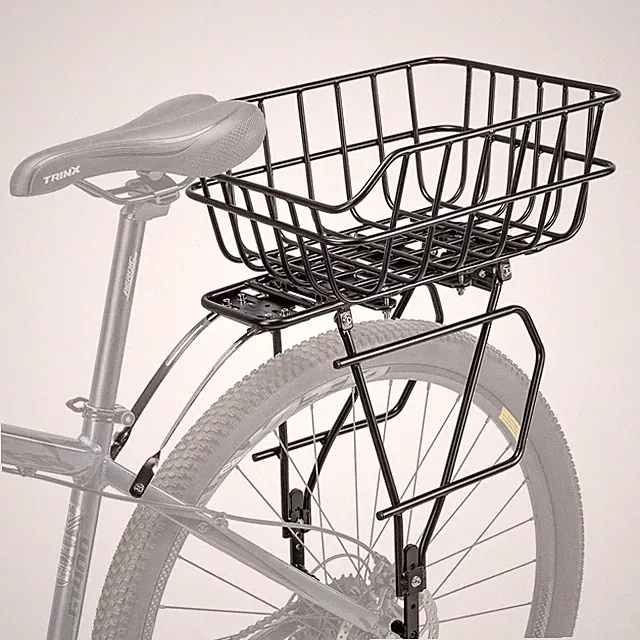 Rear Bike Rack with Basket - Bike Cargo Rack for Disc Brake/Non-Disc Brake Mo...